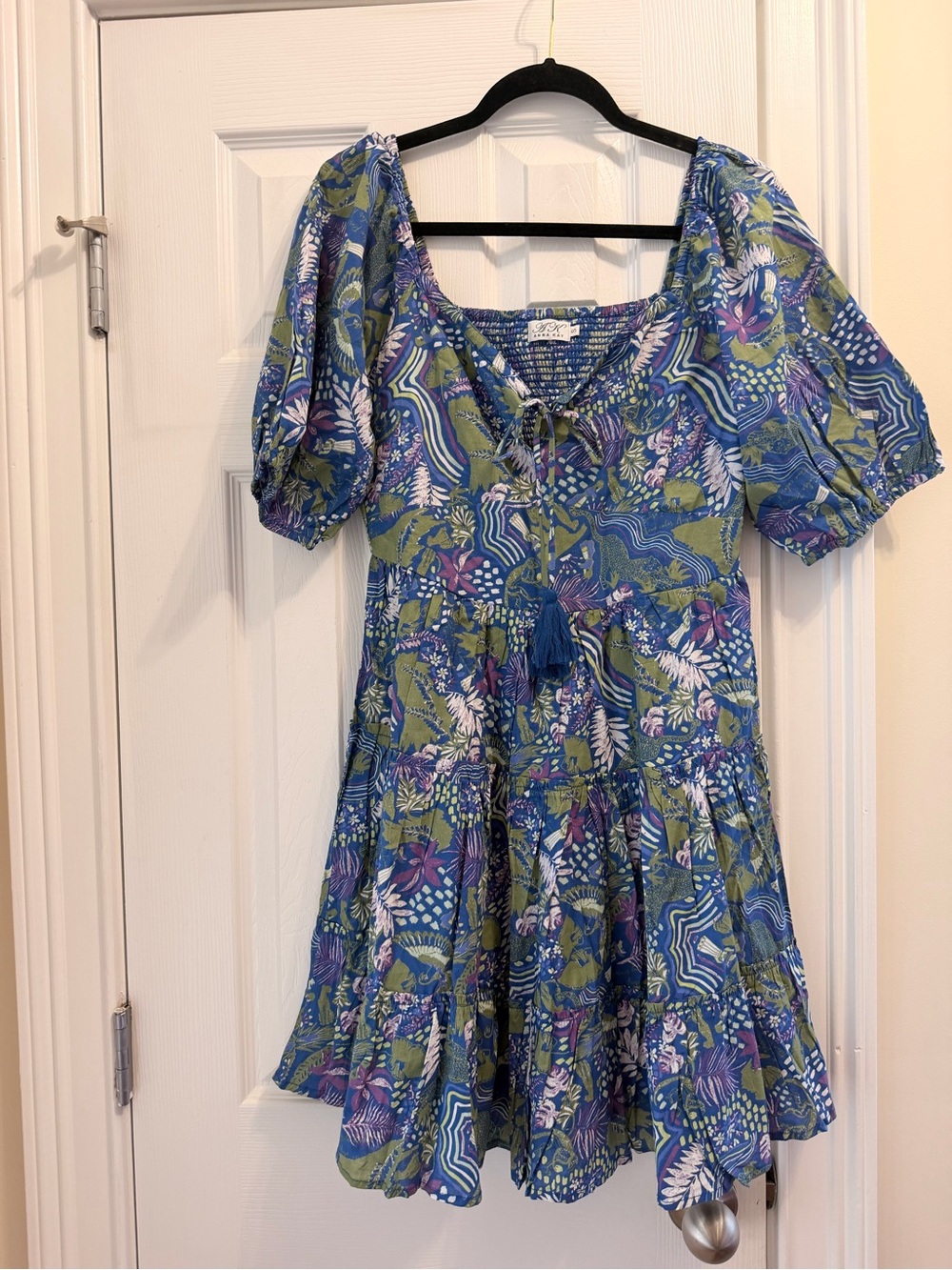 ANNA KAY Blue and Green Floral Smocked Dress